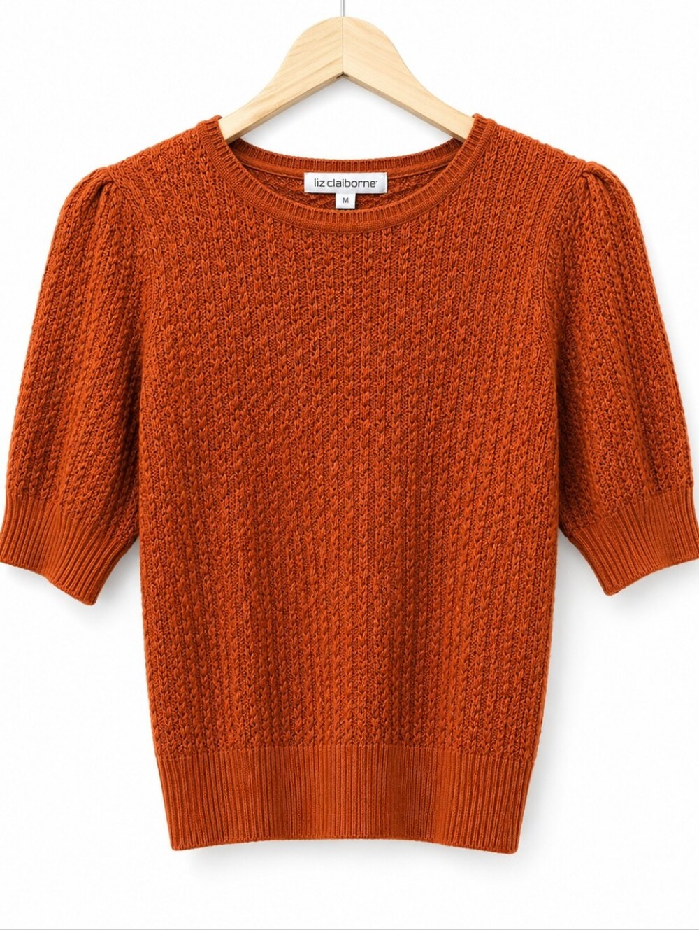 Liz Claiborne Rust Orange Short Sleeve Crewneck Sweater